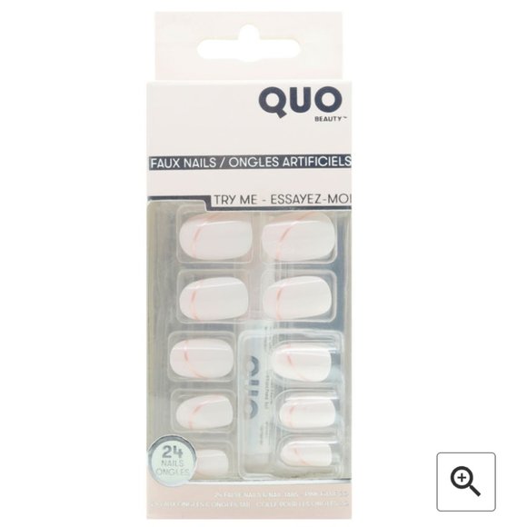 Quo Beauty Artificial press on fake nail with glue pink stripe nwt - Picture 1 of 4